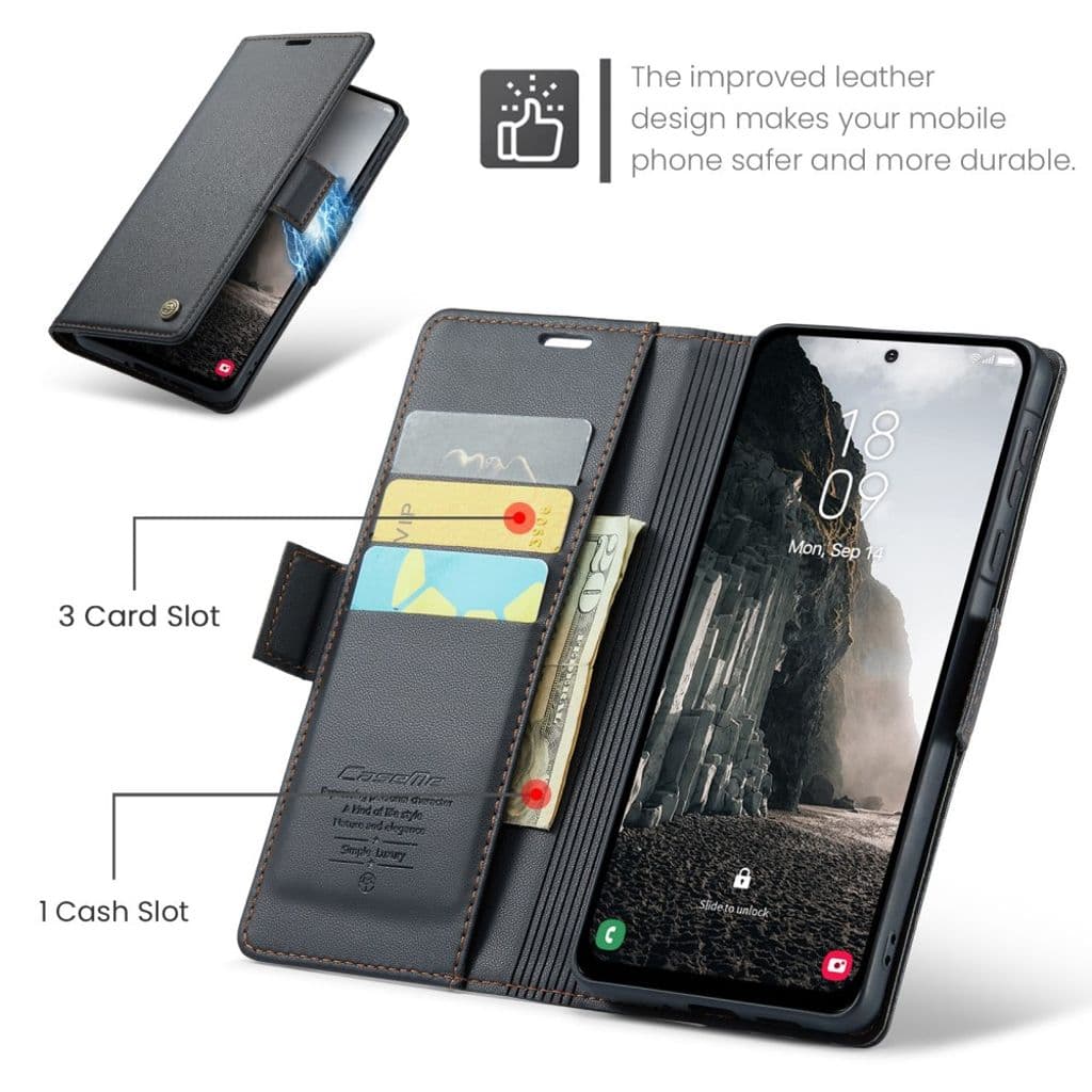 CASEME Samsung Galaxy A56 5G Fodral med RFID-blockering - Svart - Bild 2