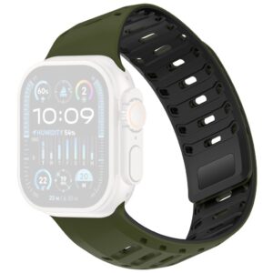 Apple Watch Silikon Armband med magnetlås till 42/44/46/49mm - Grön/Svart