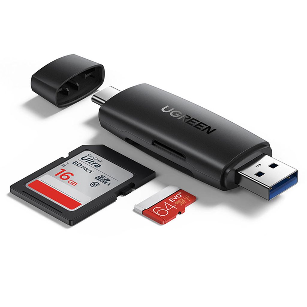 Ugreen USB-C/USB-A Kortläsare - Svart