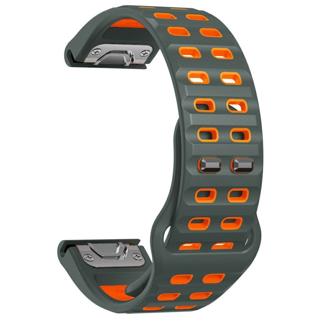 Garmin Fenix 8/E 47mm etc. Tvåfärgat klockarmband i silikon - Grå/Orange - Bild 3