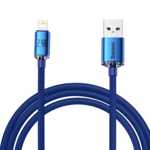 Baseus Crystal Shine USB-A till Lightning-kabel 2.4A, 2 m - Blå