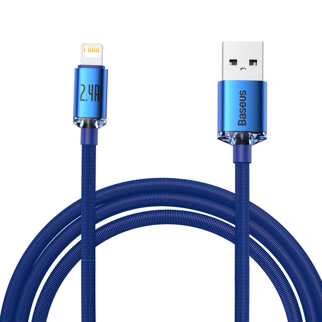 Baseus Crystal Shine USB-A till Lightning-kabel 2.4A, 2 m - Blå