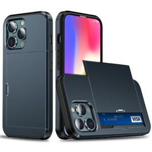 AMORUS iPhone 12 Pro Max Skal med Kortplatser - Mörkblå