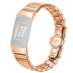 Fitbit Charge 6/Charge 5 Armband i rostfritt stål - Roséguld