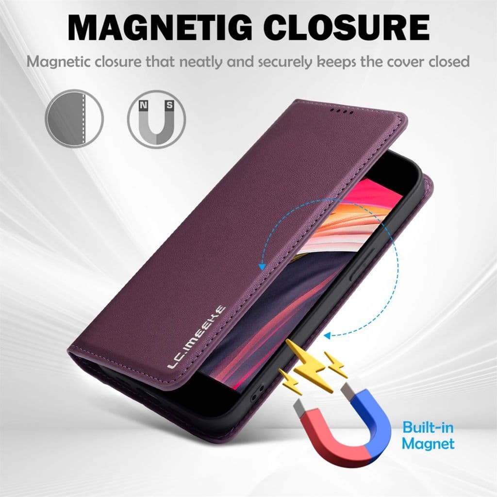 LC.IMEEKE iPhone 16e Plånboksfodral Stativ – Lila - Bild 4