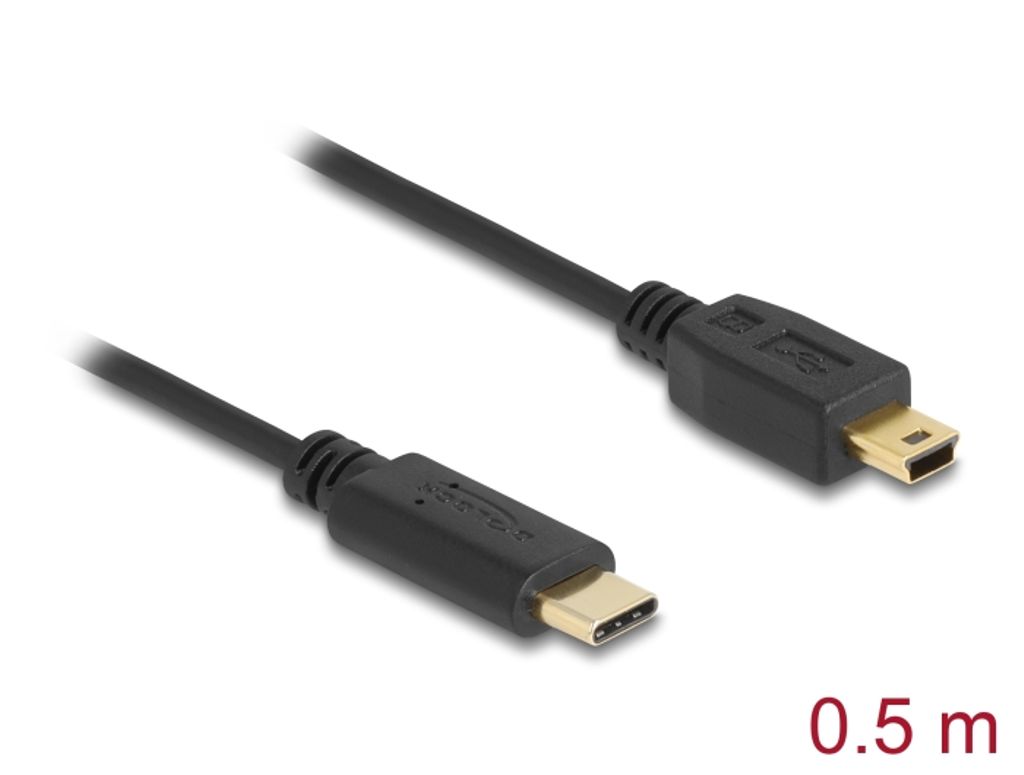 Delock USB-C-kabel till USB 2.0 Mini USB-B 0,5m - Svart