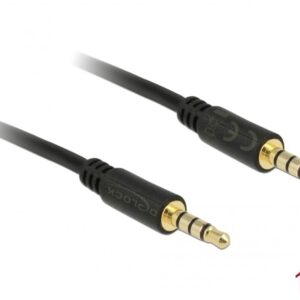 Delock Stereo-kabel 3,5mm 4-pin hane till hane 1m - Svart