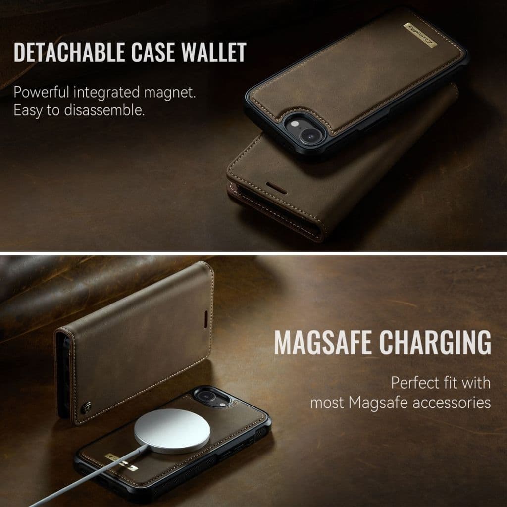 CASEME iPhone 16e Plånboksfodral MagSafe-kompatibel RFID-blockering – Brun - Bild 7