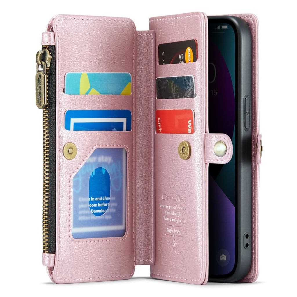 iPhone 13 Plånboksfodral Korthållare - Rosa - Bild 2