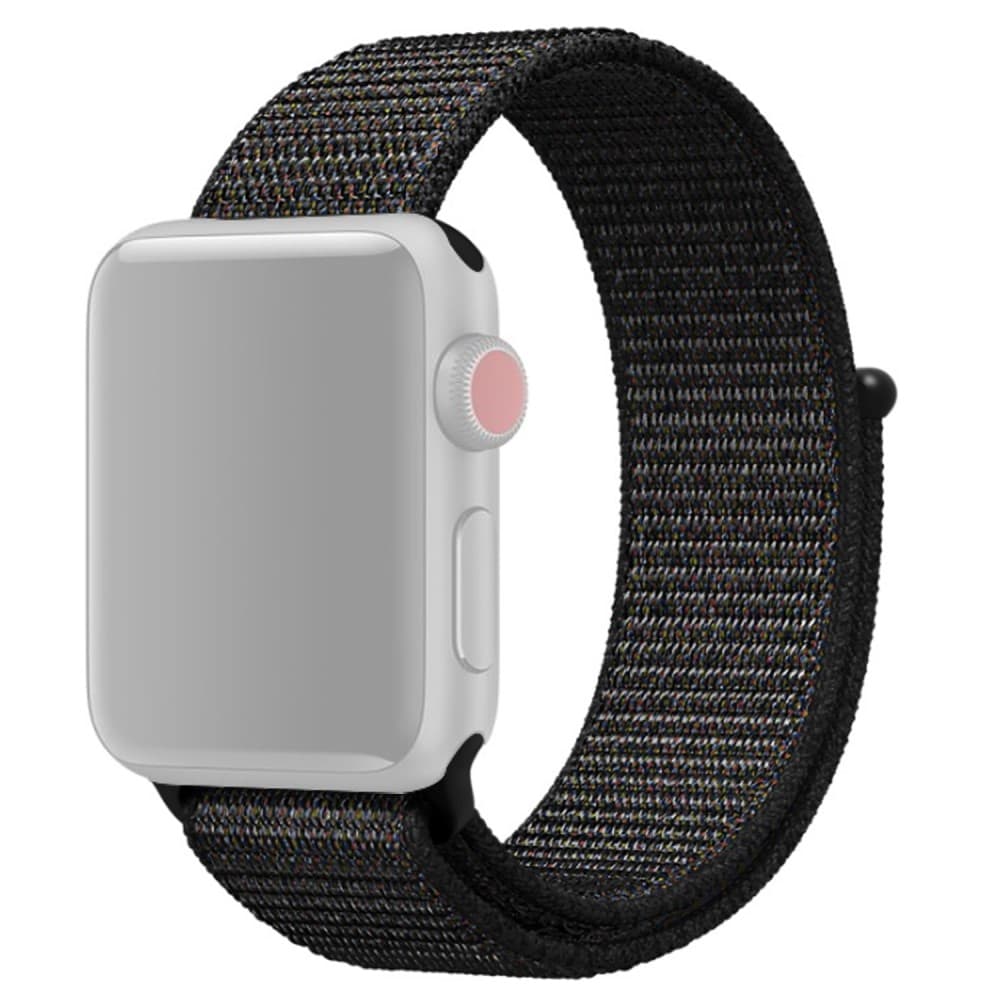 Apple Watch 42/44/46/49mm Klockarmband Nylon kardborreband - Svart