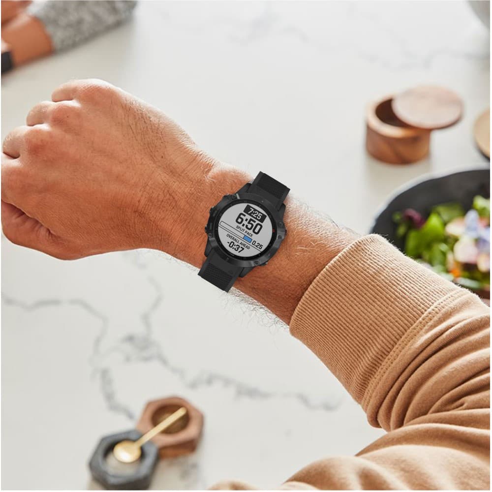 Garmin Fenix 7/6/6 Pro/Forerunner935/945 etc. Klockarmband i silikon - Svart - Bild 6