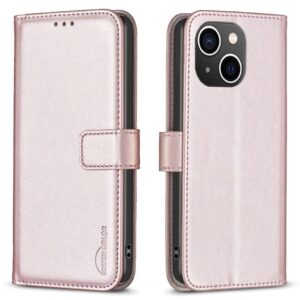 BINFEN COLOR BF17 iPhone 15 Plånboksfodral med ställ - Roséguld