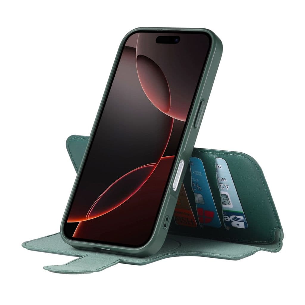 CASENEO iPhone 16 Pro Max Plånboksfodral RFID-blockerande – Grön - Bild 3