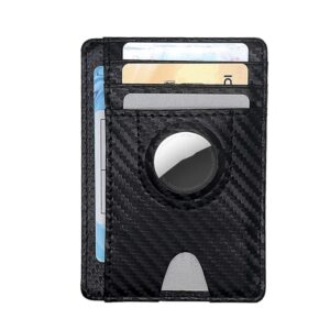 Carbon Fiber Texture Plånbok med AirTag Hållare - Svart