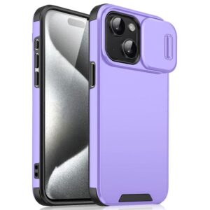 iPhone 15 Skal med Skjutbart Kameraskydd – Lila