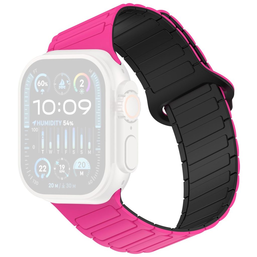 Apple Watch 42/41/40/38mm Silikonarmband med magnetisk loop - Rosa/Svart