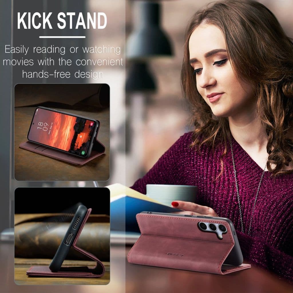 CASEME Samsung Galaxy S25 FE Plånboksfodral med Kortfack - Röd - Bild 5