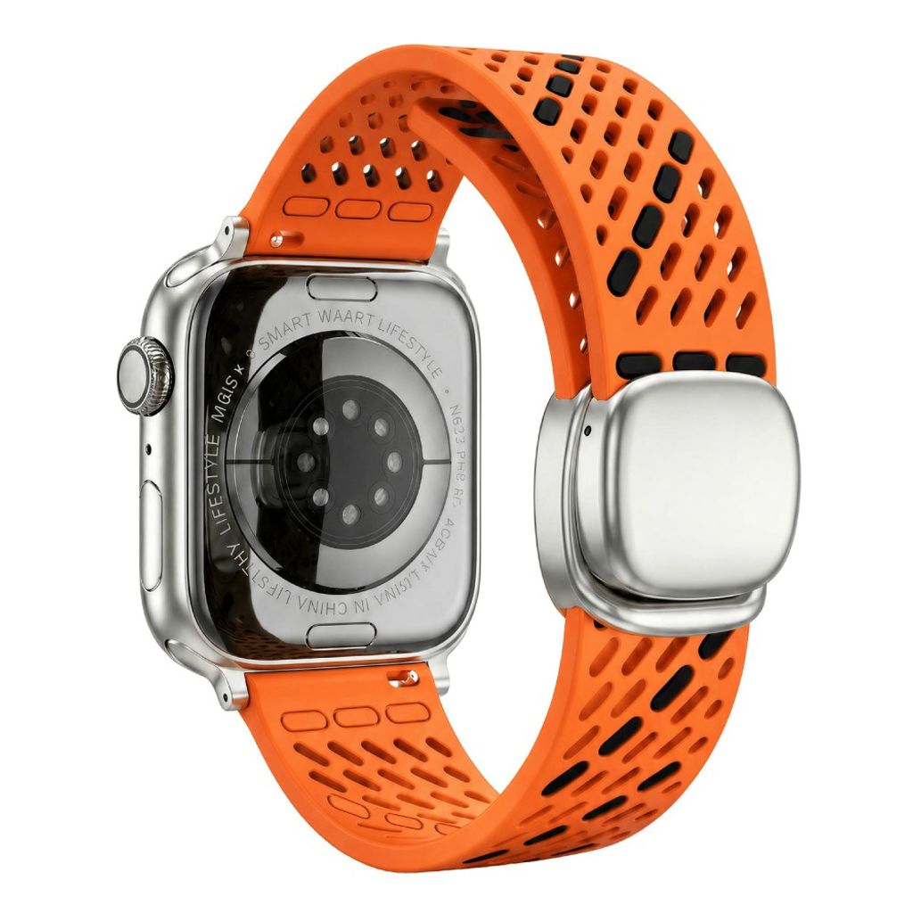 Apple Watch 42/41/40/38mm Armband med säkerhetsspänne - Orange/Svart