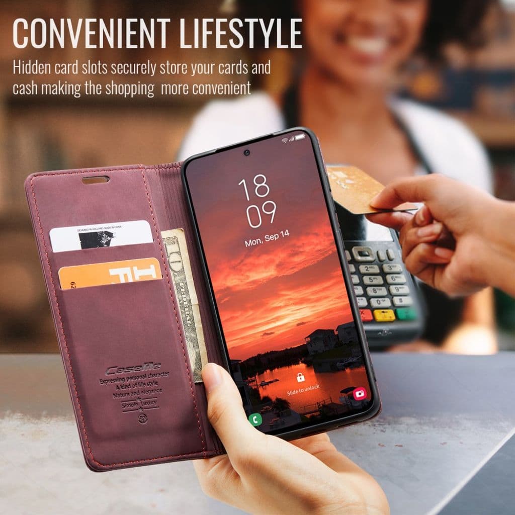 CASEME Samsung Galaxy S25 FE Plånboksfodral med Kortfack - Röd - Bild 10
