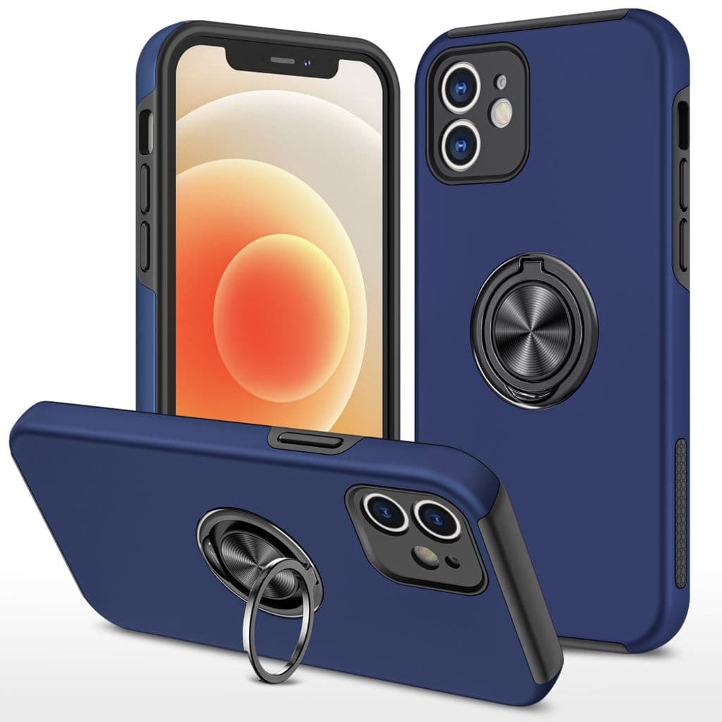 iPhone 12 Mini Skal med Ringhållare - Mörkblå