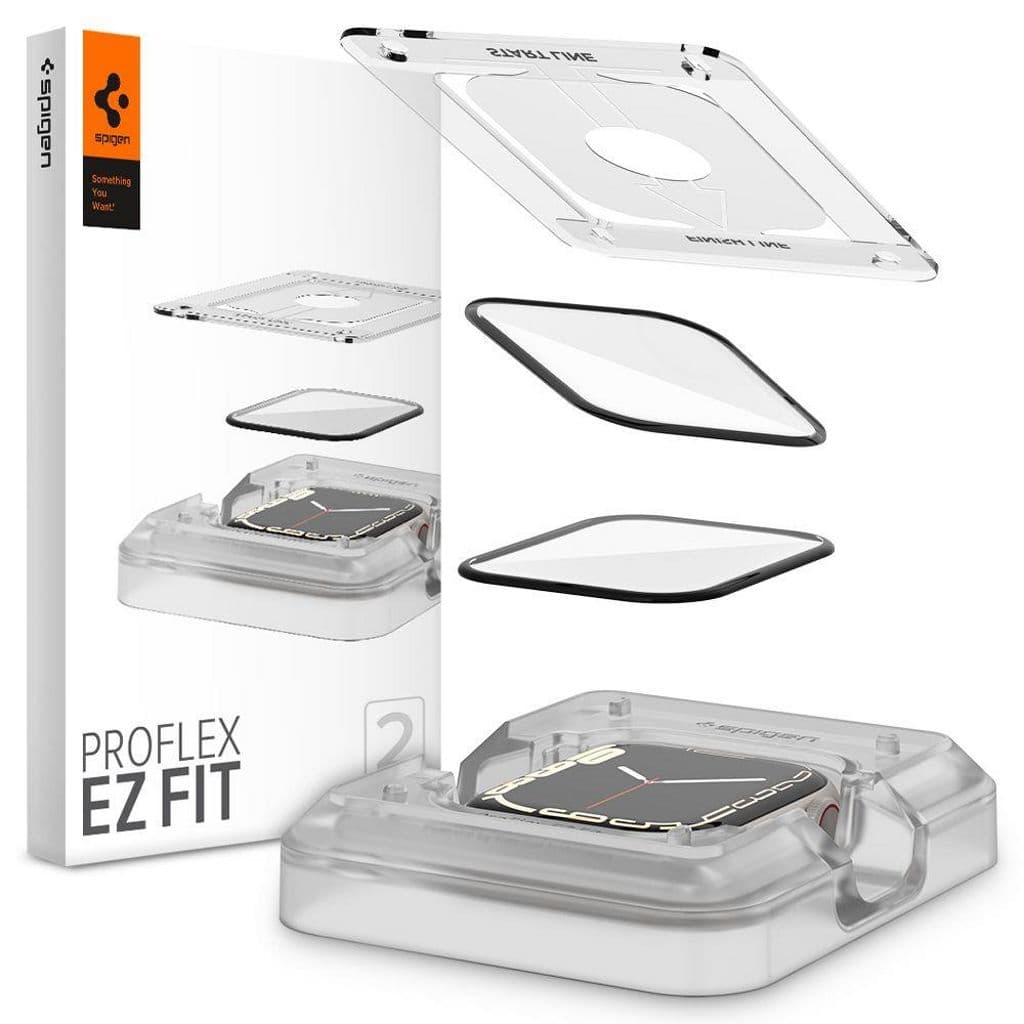 Spigen Proflex ”Ez Fit” Hybrid Glas Skärmskydd Apple Watch 7/8 45mm