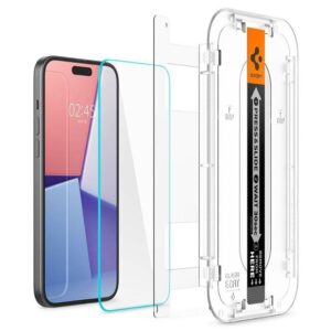 Spigen iPhone 15 Pro Skärmskydd Glas.Tr "Ez Fit" härdat glas – Transparent