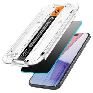 Spigen iPhone 15 Glas.Tr "Ez Fit" Privacy Skärmskydd Härdat Glas, 2-Pack