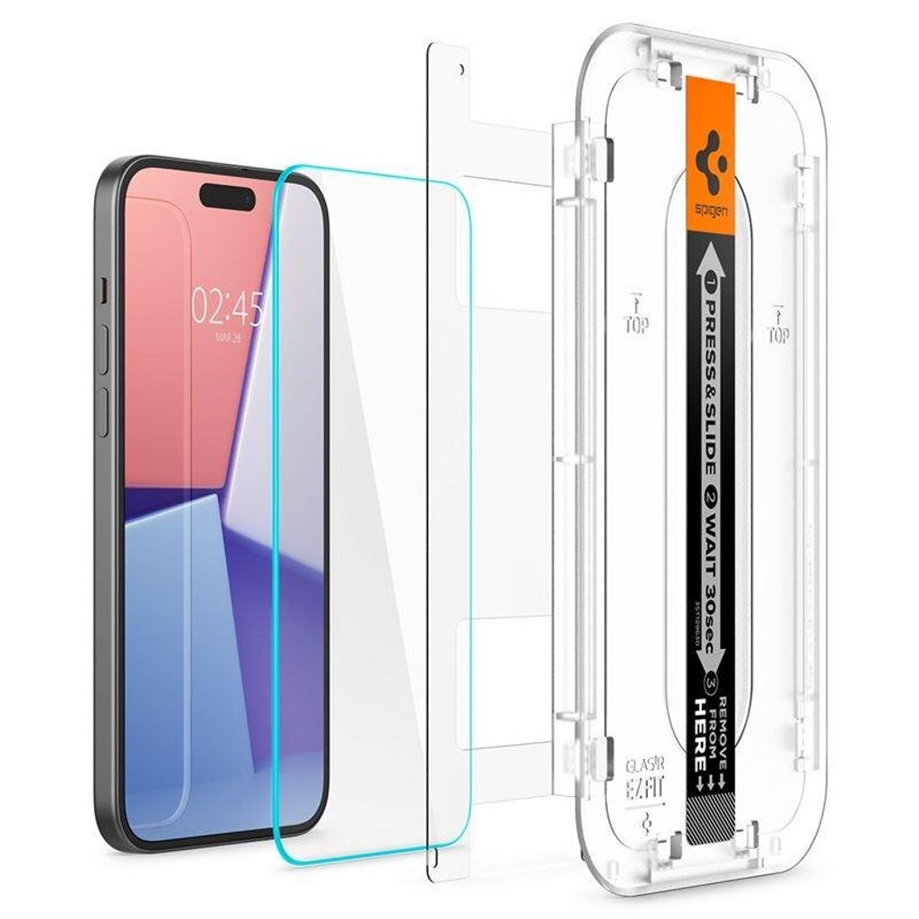 Spigen iPhone 15 Glas.Tr Ez Fit Skärmskydd härdat glas - Transparent