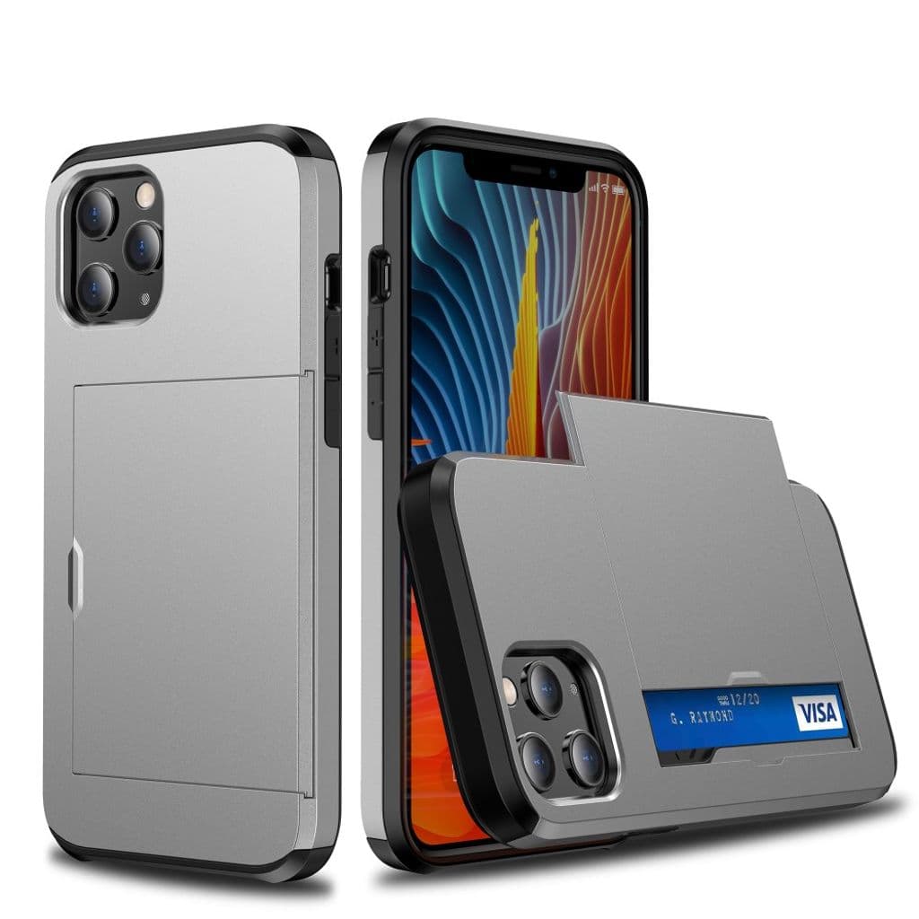 iPhone 12 mini Skal med glidkortshållare - Grå