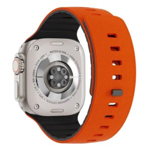 Apple Watch armband 49/46/44/42mm i strukturerad silikon - Orange/Svart