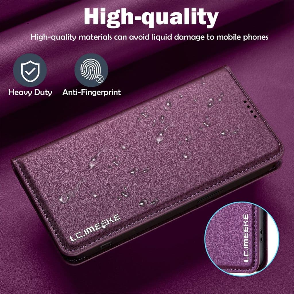 LC.IMEEKE iPhone 16e Plånboksfodral Stativ – Lila - Bild 8