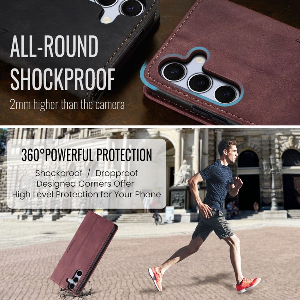 CASEME Samsung Galaxy S25 FE Plånboksfodral med Kortfack - Röd - Bild 6