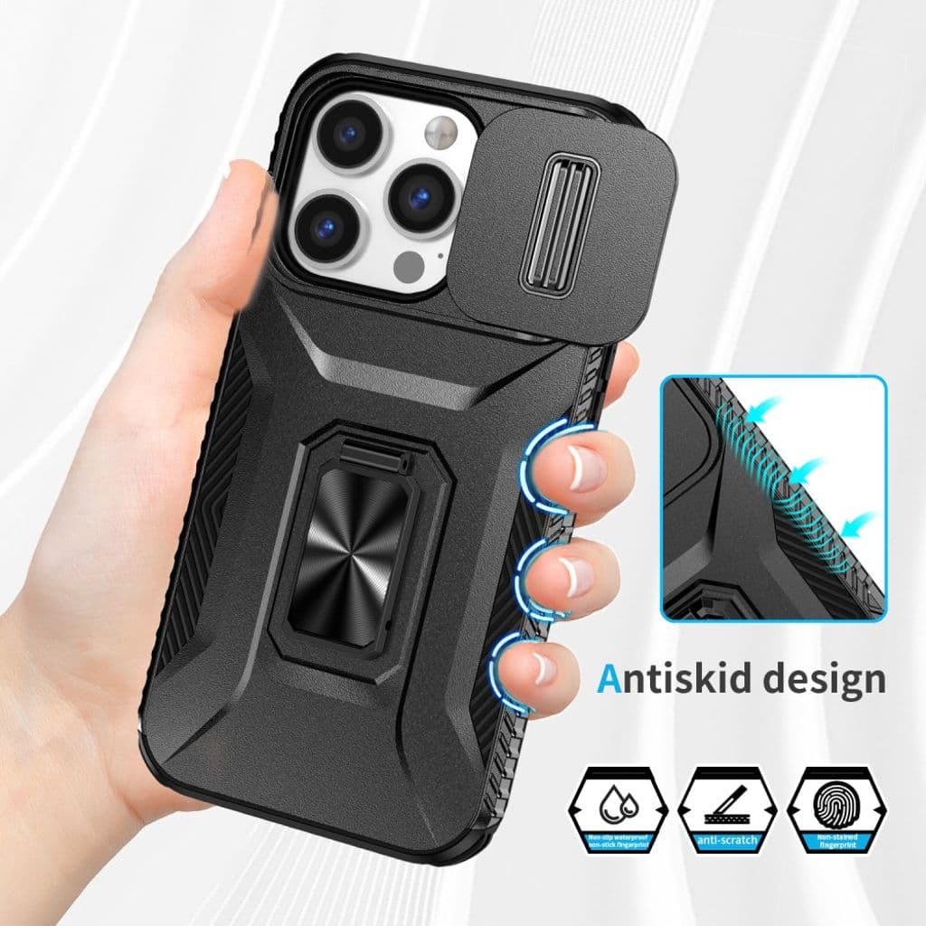 iPhone 14 Pro Skal med Ringstativ och Kameraskydd - Svart - Bild 5