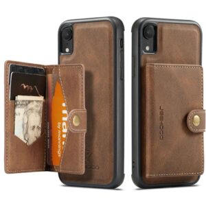 JEEHOOD iPhone XR Plånboksfodral med avtagbart magnetskal och ställ - Brun