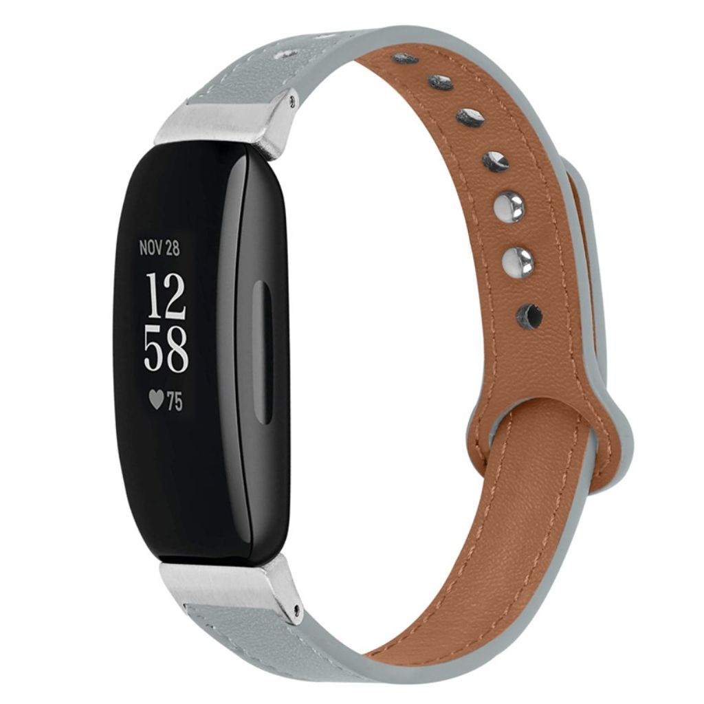 Fitbit Inspire/Inspire HR/Inspire 2/Ace 2 Armband i äkta läder - Grå