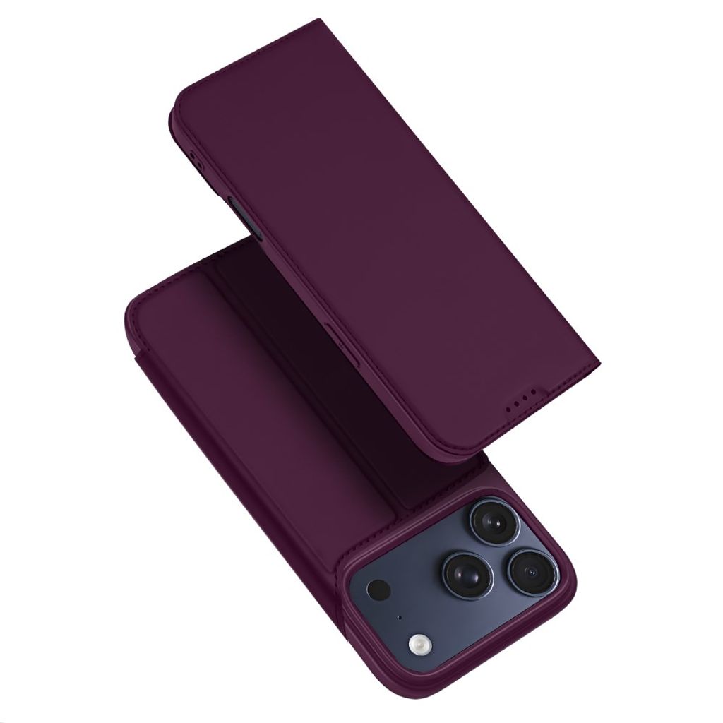 DUX DUCIS iPhone 18 Pro/17 Pro Plånboksfodral PU-läder - Mörkröd