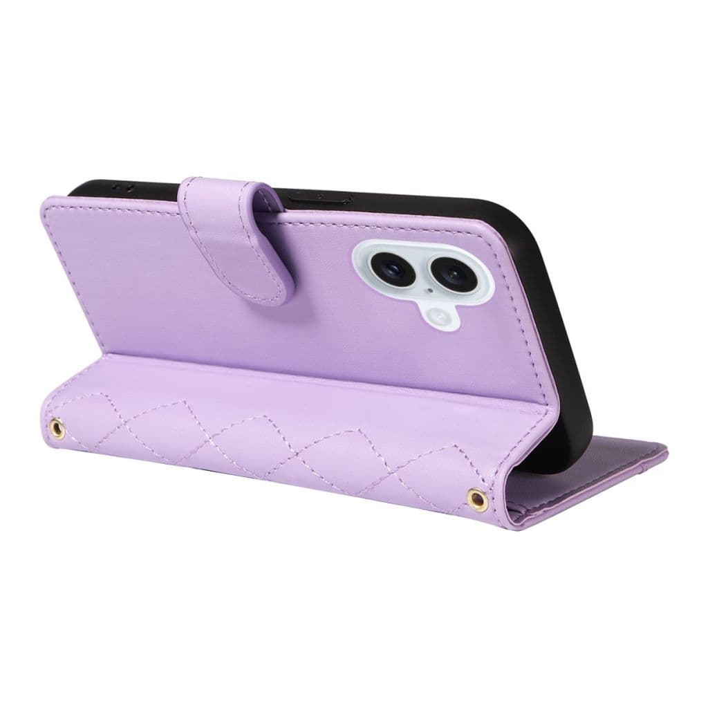 Plånboksfodral rhombus till iPhone 17 med rem - Lila - Bild 11