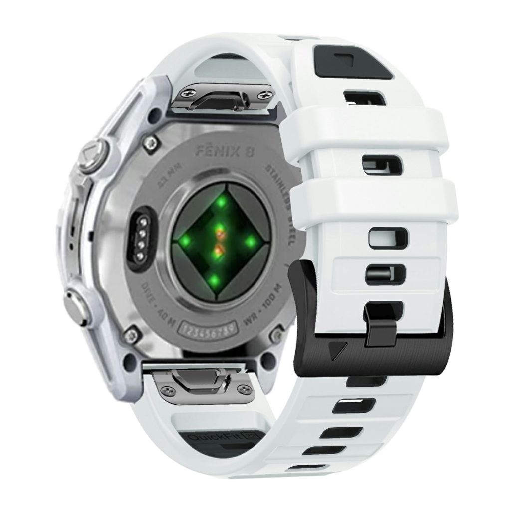 Garmin Fenix 8/Fenix E/Quatix 7 Pro Armband Silikon - Vit/Svart