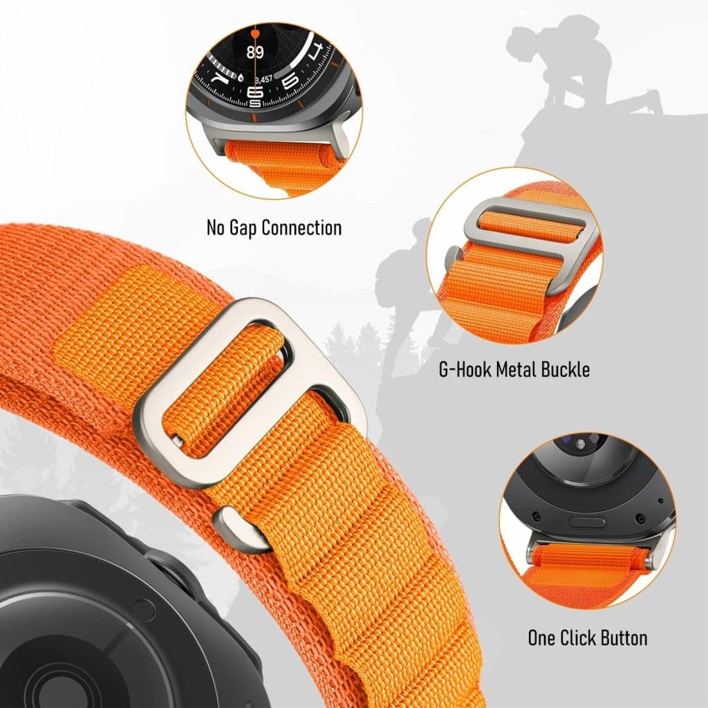 Samsung Galaxy Watch Ultra 47mm Klockarmband Nylon – Orange - Bild 2