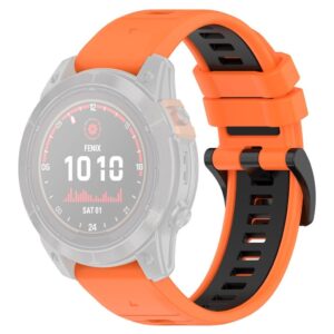 Garmin Fenix 7/7 Pro/6/6 Pro etc. Klockarmband i silikon - Orange/Svart