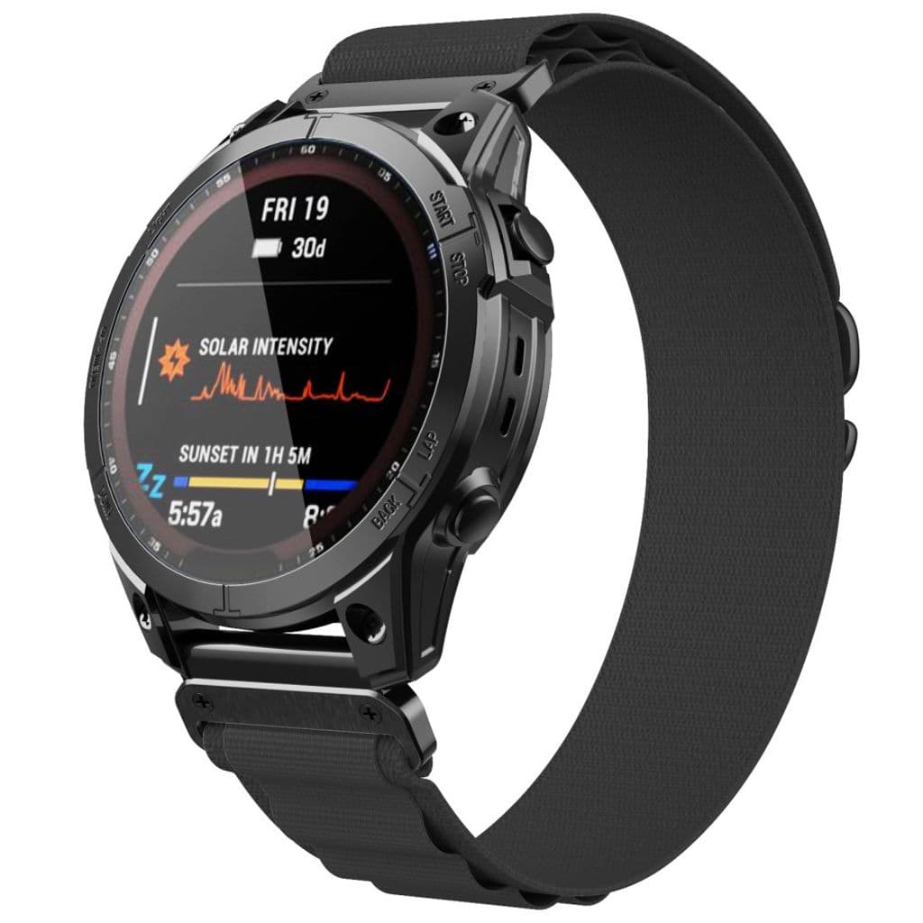Garmin Fenix 8/7X/Descent MK2/MK2i, etc. Klockarmband i nylon - Svart - Bild 3