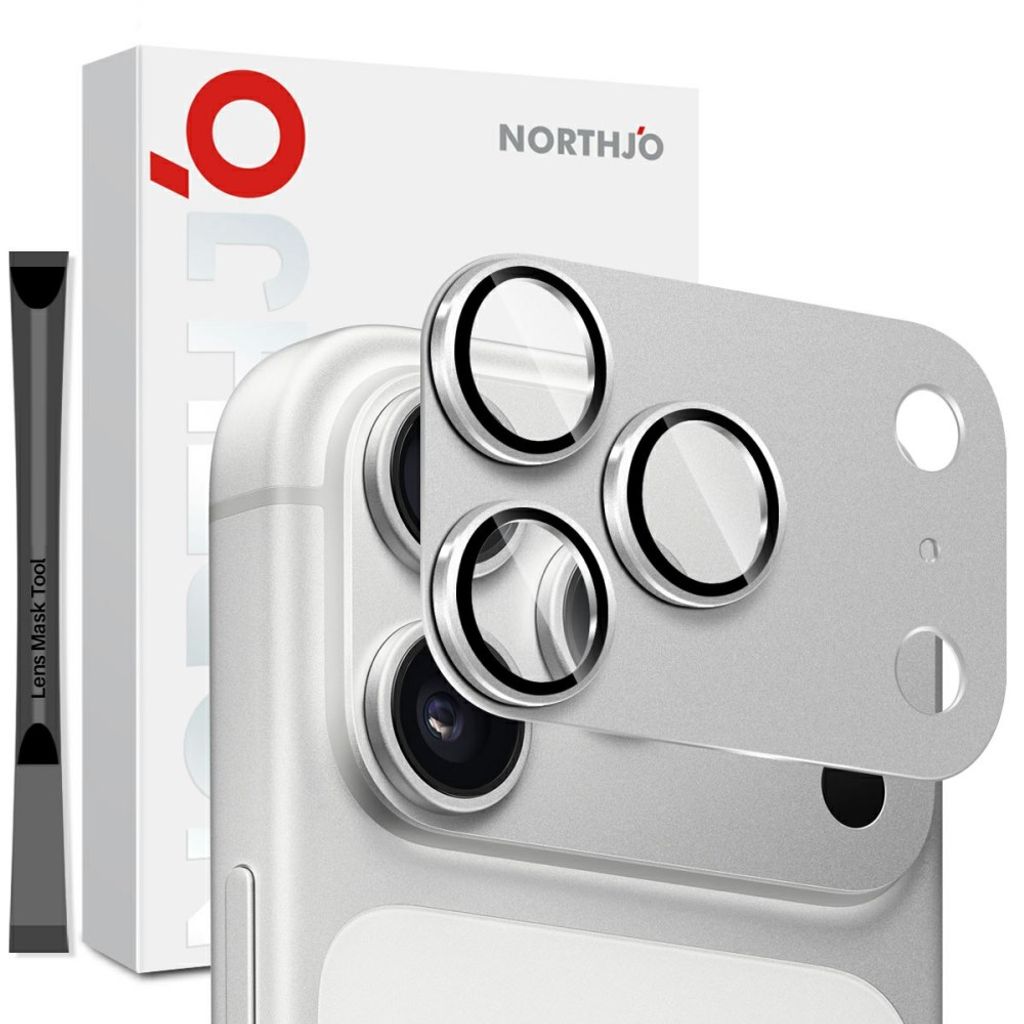 NORTHJO iPhone 18 Pro Linsskydd metall/härdat glas - Silver