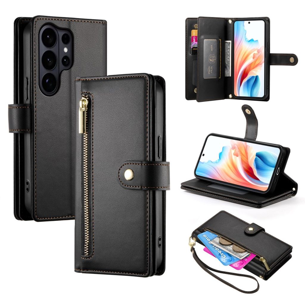 Samsung Galaxy S26 Ultra Plånboksfodral med avtagbara remmar - Svart