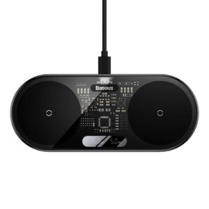 Baseus Digital LED Display Dual trådlös laddare 20W - Svart