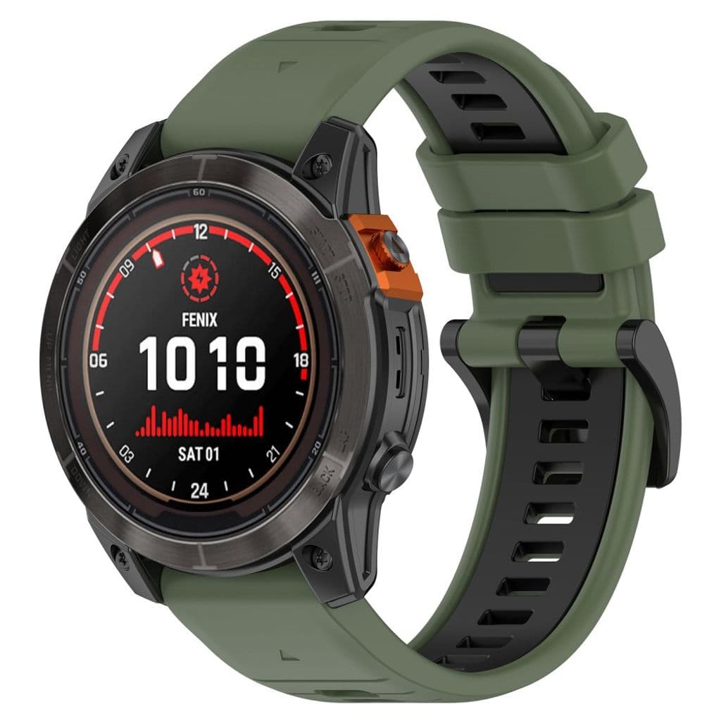 Garmin Fenix 7S/7S Pro/6S etc. Tvåfärgat klockarmband i silikon - Grön/Svart - Bild 2