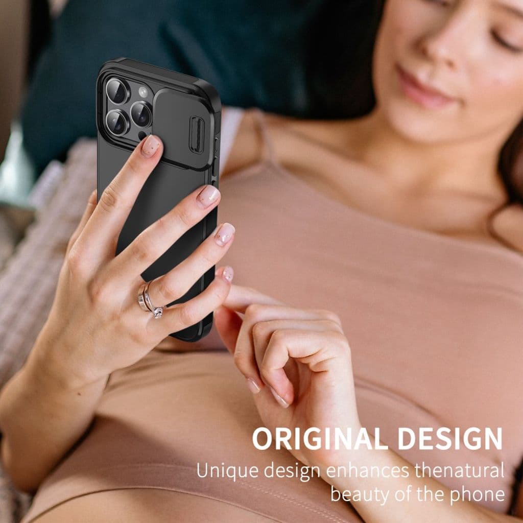 iPhone 16 Pro Max Skal med skjutbart kameraskydd – Svart - Bild 7