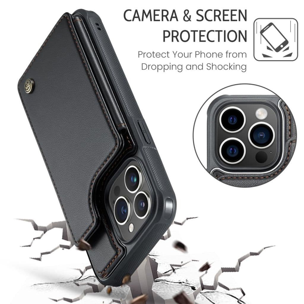 CASEME C22 Plånboksskal med RFID-funktion för iPhone 16 Pro Max – Svart - Bild 10