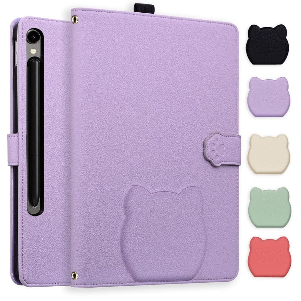 Samsung Galaxy Tab S11 Ultra Plånboksfodral 3D Kattmotiv – Lila