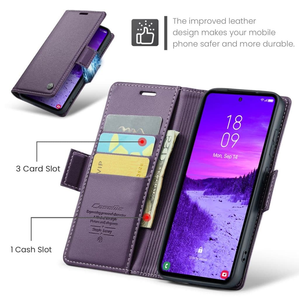 CASEME Samsung Galaxy S25 Plånboksfodral - Lila - Bild 6