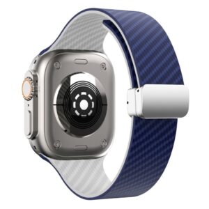 Apple Watch 49/46/44/42mm Armband Kolfiber Blå/Vit